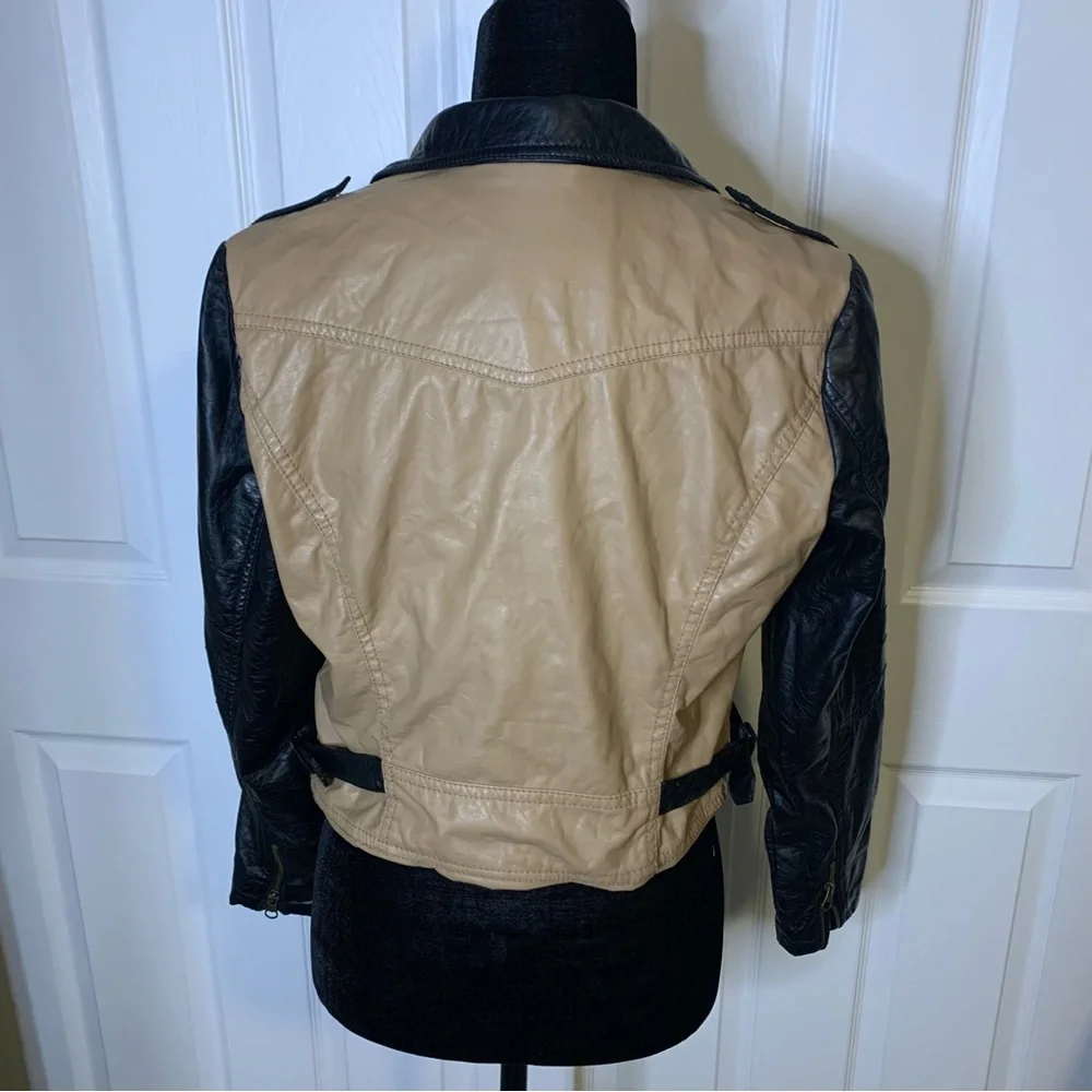 Red Snap Tan & Black Faux Leather Jacket - Picture 9 of 10